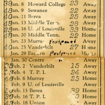 1936 - Hilltoppers - 1937 Basketball Schedule