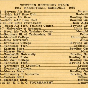 1945 Basketball Schedule 1946