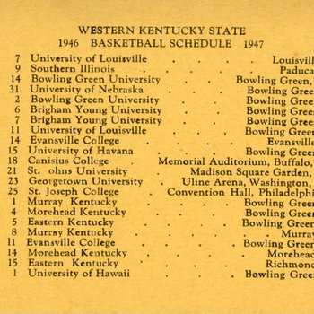 1946 Basketball Schedule 1947