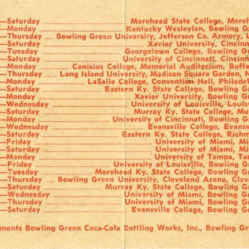 1949-1950 Hilltopper Basketball Schedule