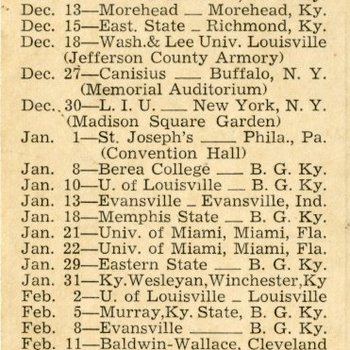 1948-1949 Basketball Schedule