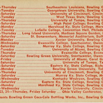 1950-51 Hilltopper Basketball Schedule
