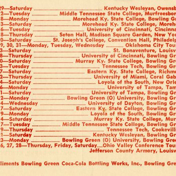 1952-53 Hilltopper Basketball Schedule