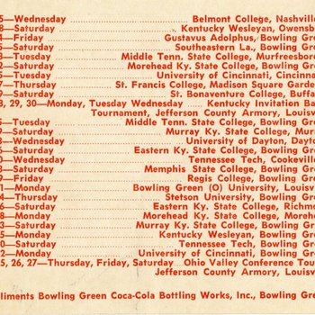 1953-54 Hilltopper Basketball Schedule