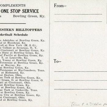 1954-'55 Western Hilltoppers Basketball Schedule