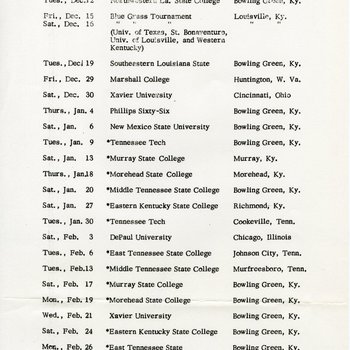 1961-62 Revised Basketball Schedule