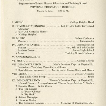 Program - Departments of Music, Physical Education & Training School