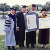 1992 Lynn Commencement: Ross, Mahoney and Osborne present honorary degree to Nathaniel Pryor Reed