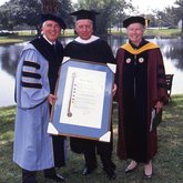 1992 Lynn Commencement: Drs Ross and Mahoney with Captain Alfred C. Haynes