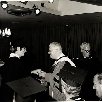 1971 Marymount Commencement: Milton Lewis awards degree