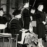 1981 CBR Commencement: Don Ross presents honorary doctorate to Marylou Whitney