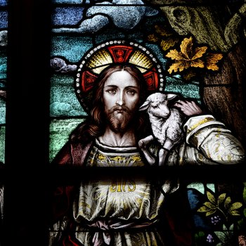 Stained Glass Window: Detail, Christ and Lamb