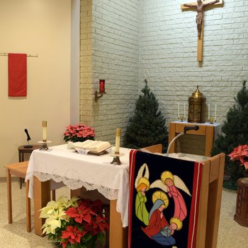 Altar, Pelletier Hall Chapel, View from Right Side of Congregation