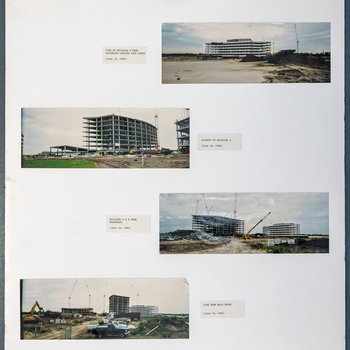 Photograph series on poster Image One: The Construction of BCBS's Deerwood Campus Complex