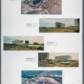 Photograph series on poster Image Three: The Construction of BCBS's Deerwood Campus Complex