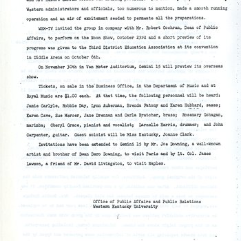 Gemini 15 - European Tour Press Release Part 2
