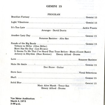 Gemini 15 Concert Program