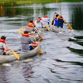 Founders Day 2015: Students paddle during the Canoe Challenge