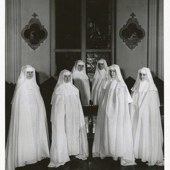 Novices Dressed in White Habits in the Carthage Chapel