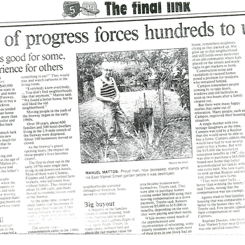 "Path of progress forces hundreds to uproot" "5 99 The final link" Stockton Record