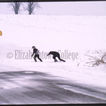 Amish boys in snow