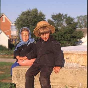 Amish children sitting