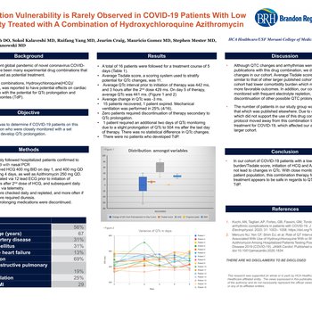 Repolarization Vulnerability is Rarely Observed in COVID-19 Patients With Low Comorbidity Treated with A Combination of Hydroxychloroquine Azithromycin