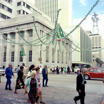 Franklin Street & Twiggs Street, looking east, decorated for Christmas A