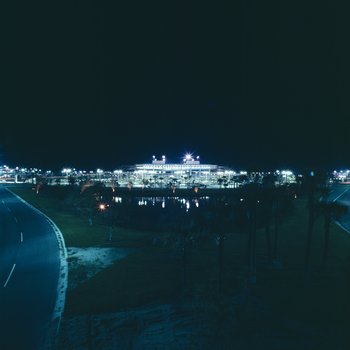 Parking garage of Tampa International Airport at night