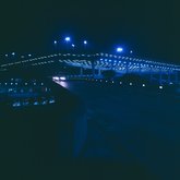 Parking garage ramp of Tampa International Airport, at night.