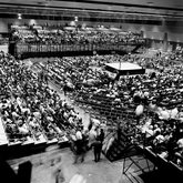 Audience waits for wrestling match A