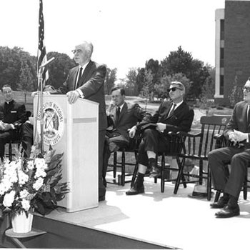 Benton Hall Dedication - UM President Elmer Ellis, Governor Warren E. Hearnes, Chancellor James L. Bugg, James Neal Primm 69