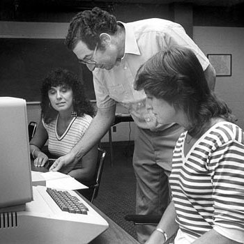 Ray Balbes, Math, Instructs Lyn Sieker and Renee Damron In Microcomputer Lab 1836