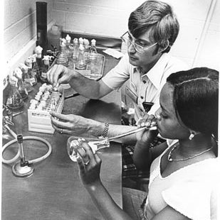 Charles Granger with Student in Biology Lab, C. 1970s 2628