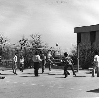 Students Playing Volleyball in Front of Center C.1970s 2871