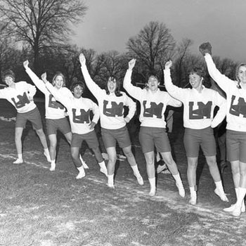 Cheerleaders at Faculty/Student Football Game (Negative with Photograph) 3070