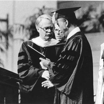 Theodore McMillian Receiving Honorary Degree from UM President, James Olson 3268