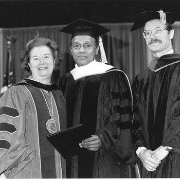 Honorary Degree Recipient Donald Suggs with Chancellor Touhill, Joseph Martinich 3291