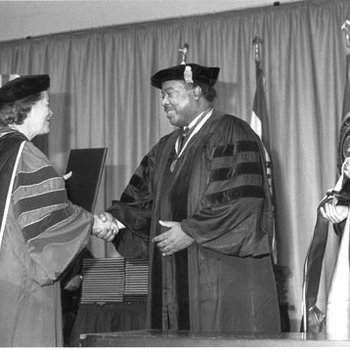 Honorary Degree Recipients Julius Hunter with Chancellor Touhill and Lois Pierce 3300