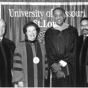 Honorary Degree Recipients John Dill and John Mason with Chancellor Touhill and Horace Wilkins 3302