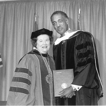 Honorary Degree Recipient Horace Wilkins with Chancellor Touhill 3304