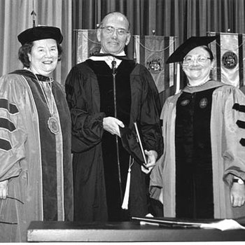 Honorary Degree Recipient Ray Burton with Chancellor Touhill and Jeanne Morgan Zarruchi 3308