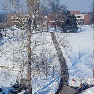 Thomas Jefferson Library, Social Science Building, Tower, Liberty Bell Replica, Snow, C. 1970s 3616