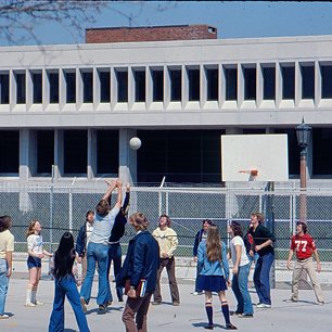 Students Playing Volleyball Near Thomas Jefferson Library 3846