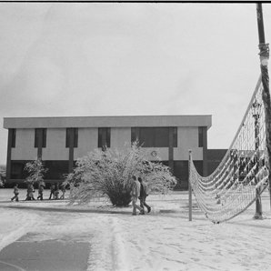 J.C. Penney Building, University Center, Students, Snow, C. 1970s 4096