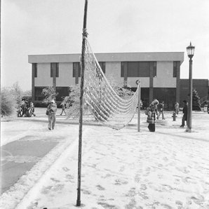J.C. Penney Building, University Center, Students, Snow, C. 1970s 4097