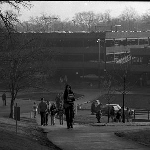 Students Walking from Parking Garage, C. 1970s 4101