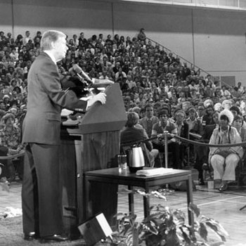 Jimmy Carter at Town Hall Meeting in Mark Twain Building Gymnasium 4352