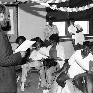 Norman Seay, Office of Equal Opportunity Director,Promotes Bridge Program at Beaumont High School, C. Late 1980s-Early 1990s 4375
