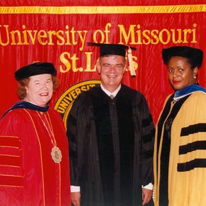 Commencement; Chancellor Touhill; Robert Archibald, Honorary Degree Recipient and Speaker; Curator Malaika Horne 4830